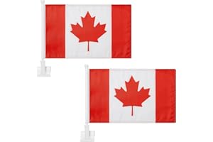 2 Pcs Canada Car Flag, 12" X 18" Double-sided Patriotic Car Window Clip Flags for Outdoor Automobile Truck Vehicle Frame Wind
