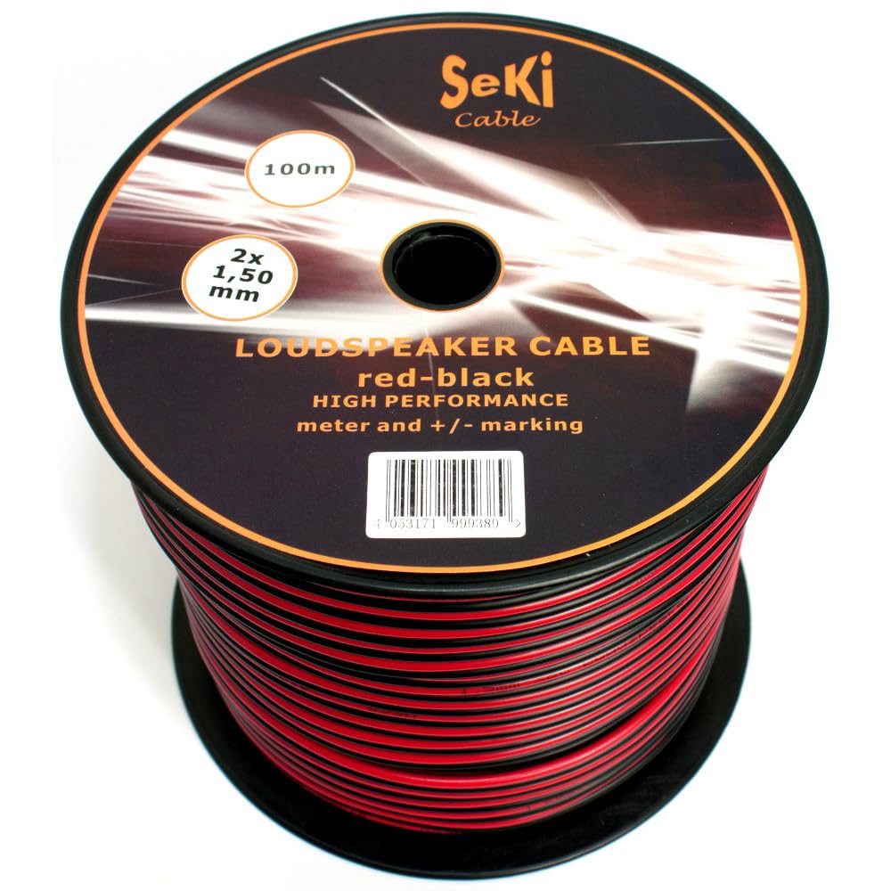 Speaker Cable 2 x 1.50 mm² – 100 m – Red/Black – CCA – Audio Cable – Speaker Cable