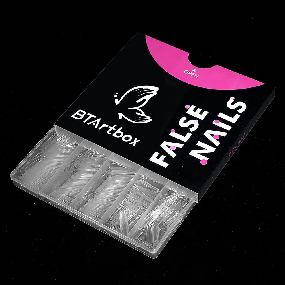 Long Fake Nails - Clear Acrylic Coffin Shaped Ballerina Nails Tips BTArtbox 500pcs Full Cover False Artificial Nails with Case for Salons and DIY Nail Art, 10 Sizes - Image 7