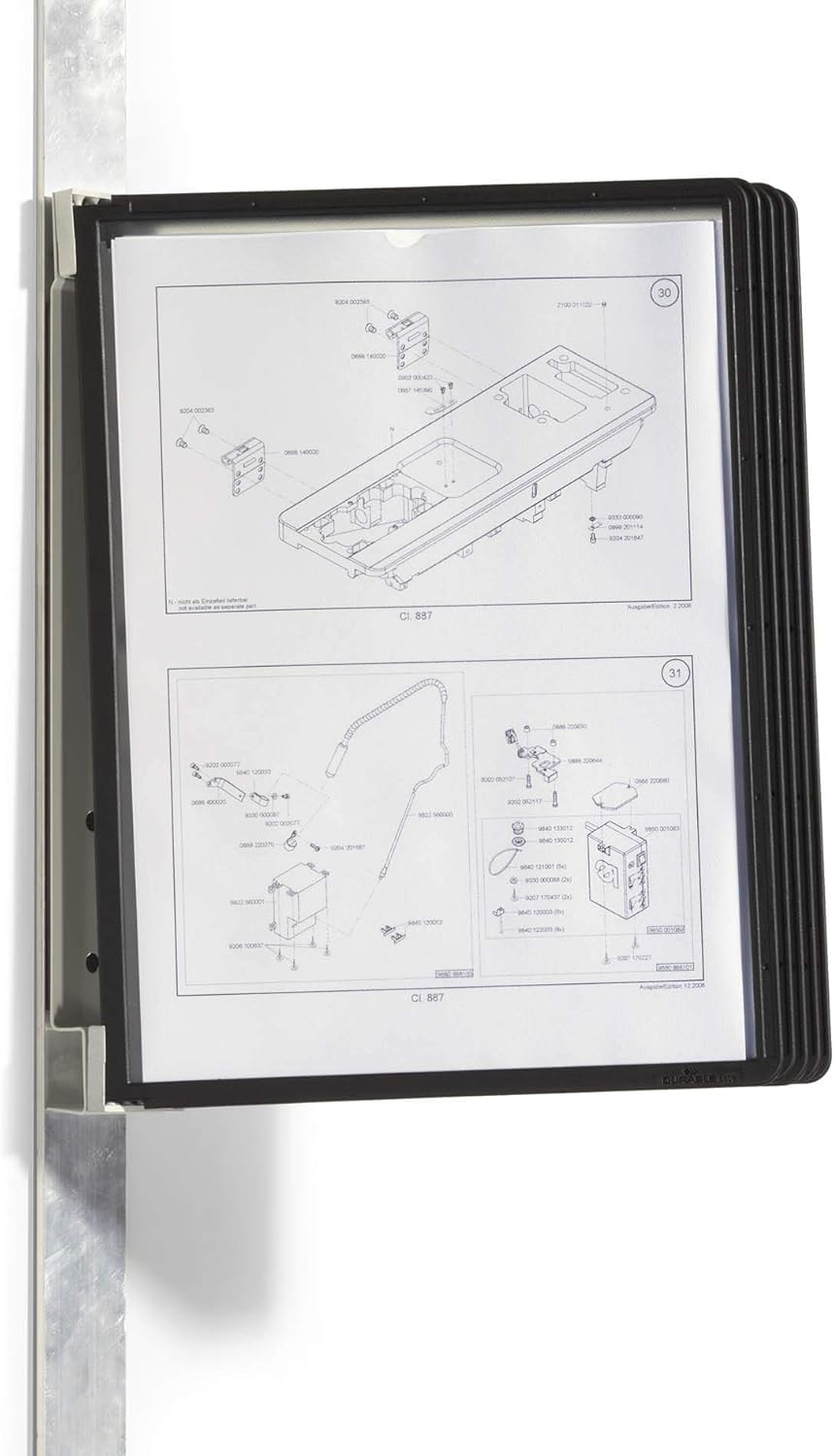 Durable VARIO Magnetic Display Panel Wall Unit | 5 Panels in Black | Ideal for Storing and Display ing A4 Documents