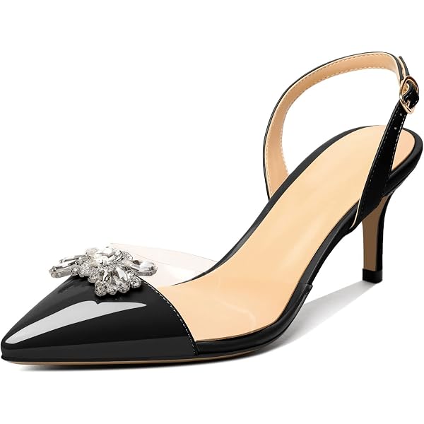 Sparkly Rhinestone Bow Heels For Women - 3.5" Kitten Heels, Slingback Wedding & Party Pumps - View #5