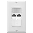 Enerlites MWOS-W Motion Sensor Switch, Ultrasonic and PIR Dual Technology, Occupancy Sensor, Motion Sensor Light Switch, NEUTRAL WIRE REQUIRED, Wall Plate Included, White