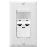 Enerlites MWOS-W Motion Sensor Switch, Ultrasonic and PIR Dual Technology, Occupancy Sensor, Motion Sensor Light Switch, NEUTRAL WIRE REQUIRED, Wall Plate Included, White