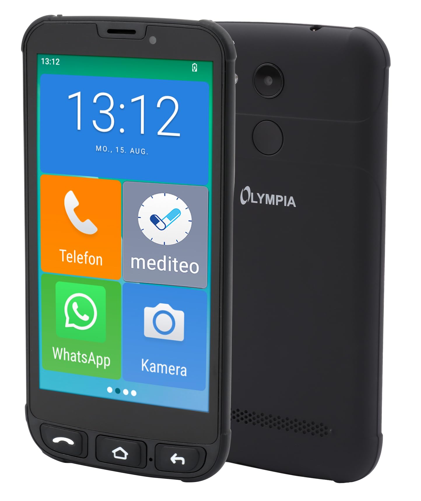 Olympia Neo Mini | Senioren Smartphone 5 Zoll Display | Notruftaste & Hörgerätekompatibel | Whatsapp & Mediteo vorinstalliert | Seniorenhandy ohne Vertrag | Extragroße Darstellung | Taschenlampe