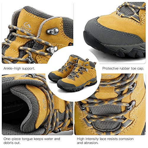 Clorts Women's Classic Hiking Boots Waterproof Suede Leather Lightweight Hiking Shoes Yellow US Women Size 7.5 Medium Width - Thumbnail 4