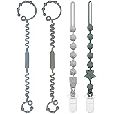 Babygoal Silicone Pacifier Clips,4 Pack Chair Toys Straps Stroller Accessories Toddler Bottle Straps Car Seat Toys Baby Trave