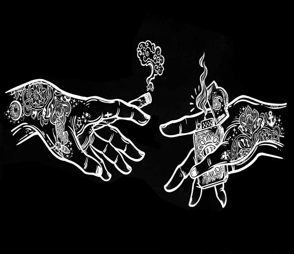 Dollin&Dockin Wall Tapestry White and Black Floral Hands, Creative Funny Hippie Boho Novelty Tapestry Wall Hanging - Image 5
