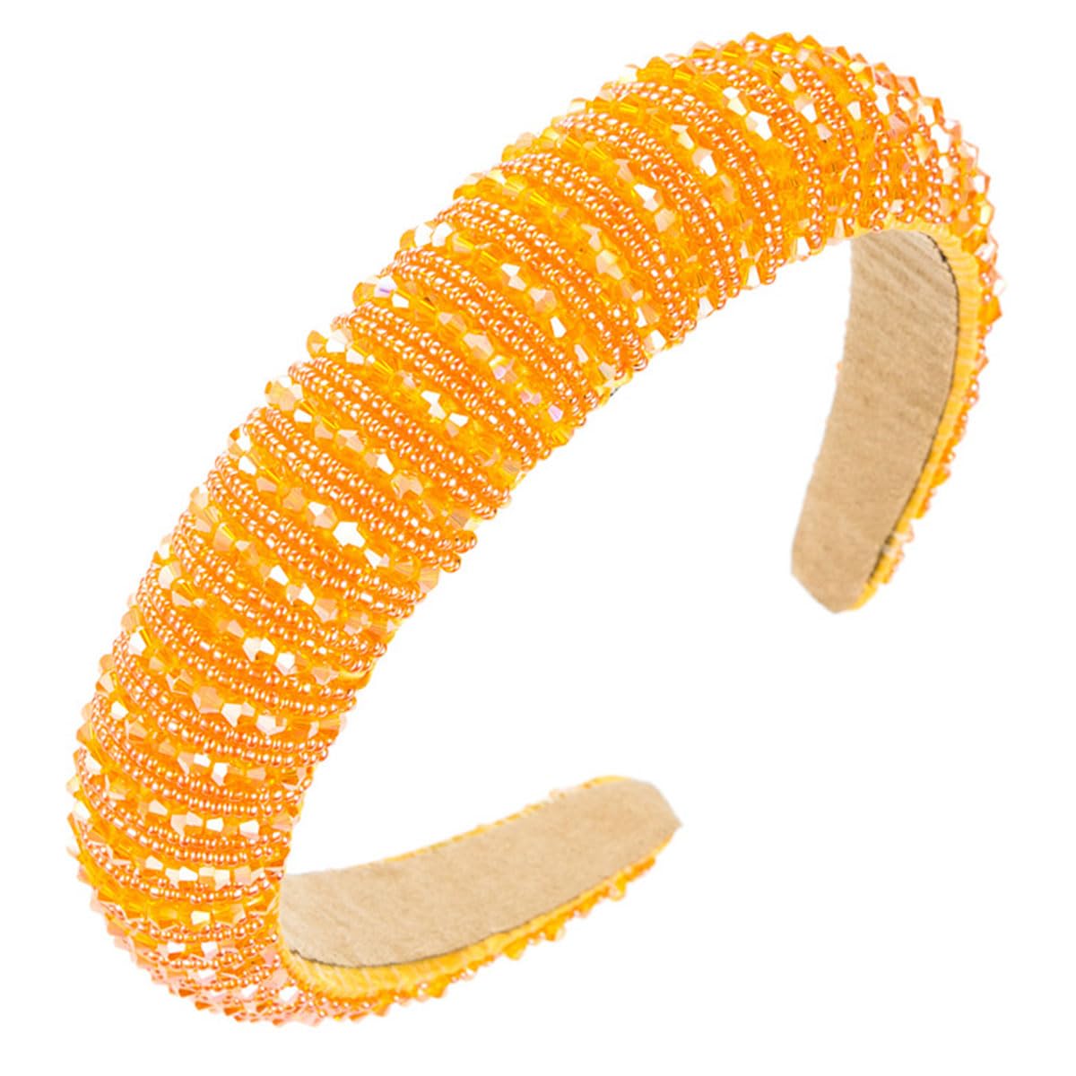 scicent Alice Band Rhinestone Crystal Hairband Diamond Headband for Women Fashionable Handmade Wide Beaded Bling Hairbands Hair Accessories for Girls Orange 16426 — image 1
