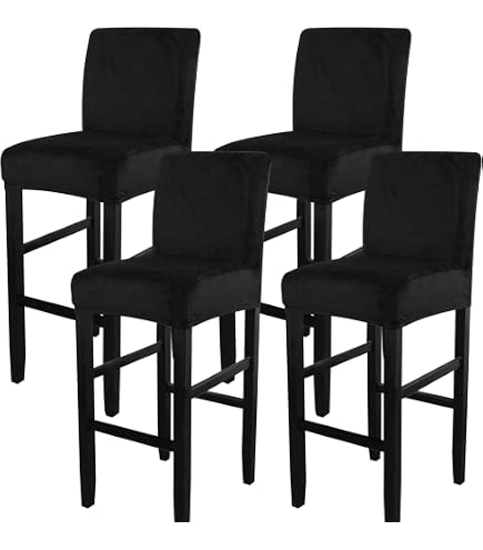 Daunkang Lot de 4 housses extensibles pour tabourets de bar pivotants, en jacquard - Housses extensibles pour tabourets de bar pivotants de salle à manger, petit-déjeuner, bar - Bleu marine