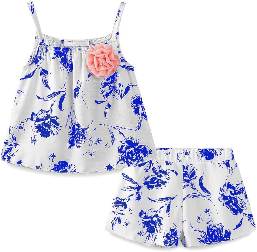 Mud Kingdom Toddler Girls Sleeveless Tank Top and Shorts Set 2 Piece Floral Casual Summer Outfits