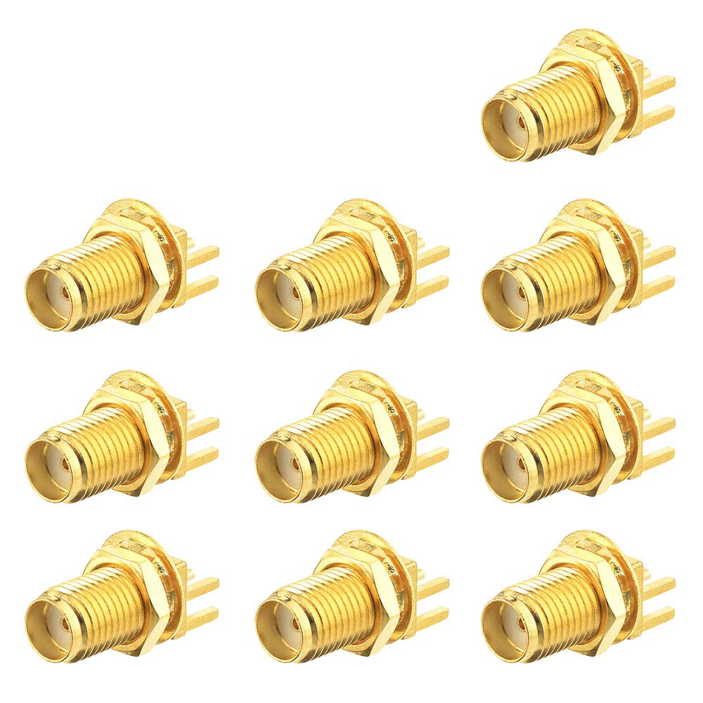 Eightwood SMA Connector SMA Jack Female Connector Straight Bulkhead Solder .062 inch End Launch For Wireless WLAN Wifi Antenna 10pcs