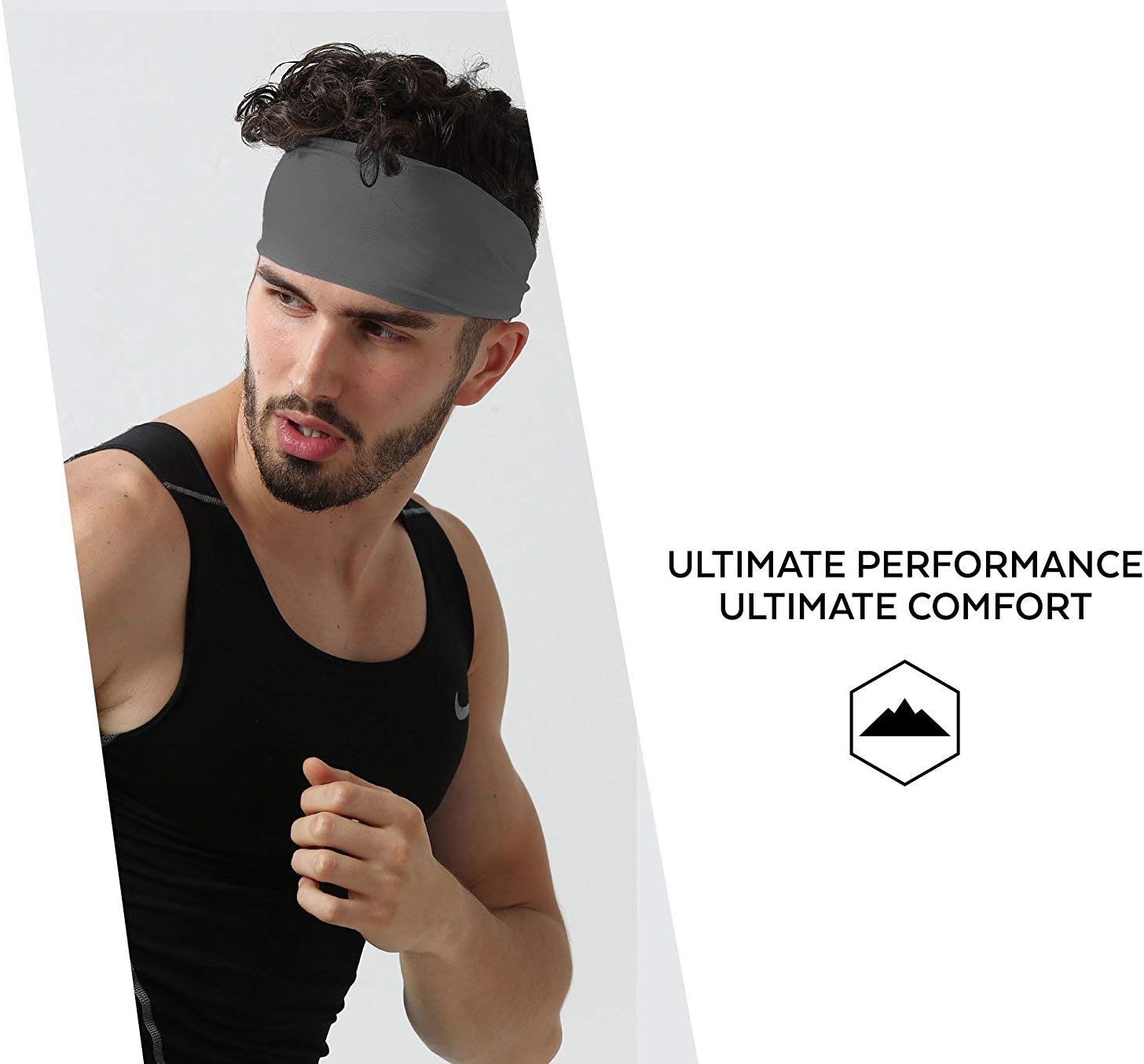Mens Headband - Sports Running Sweat Head Bands - Athletic Sweatbands Hair Band for Workout, Basketball, Exercise, Gym, Cycling, Football, Tennis, Yoga - Performance Stretch Moisture Wicking Hairband : Clothing