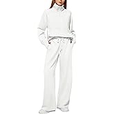 Casly Lamiit Women's 2 Piece Outfits Lounge Set 2025 Oversized Half Zip Sweatshirt Wide Leg Sweatpant Set Sweatsuit Tracksuit