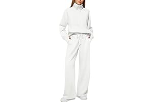 Casly Lamiit Women's 2 Piece Outfits Lounge Set 2024 Oversized Half Zip Sweatshirt Wide Leg Sweatpant Set Sweatsuit Tracksuit