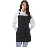 Y.F.H sunbest Chef Apron 3 Pocket Short Apron Adjustable Halter Apron Waitress Apron Kitchen Aprons for Cooking Women