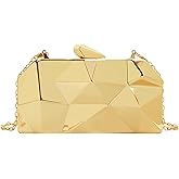 Reberomantic Women Lattice Pattern Metal Handbag Chain Geometric Evening Clutch Purse