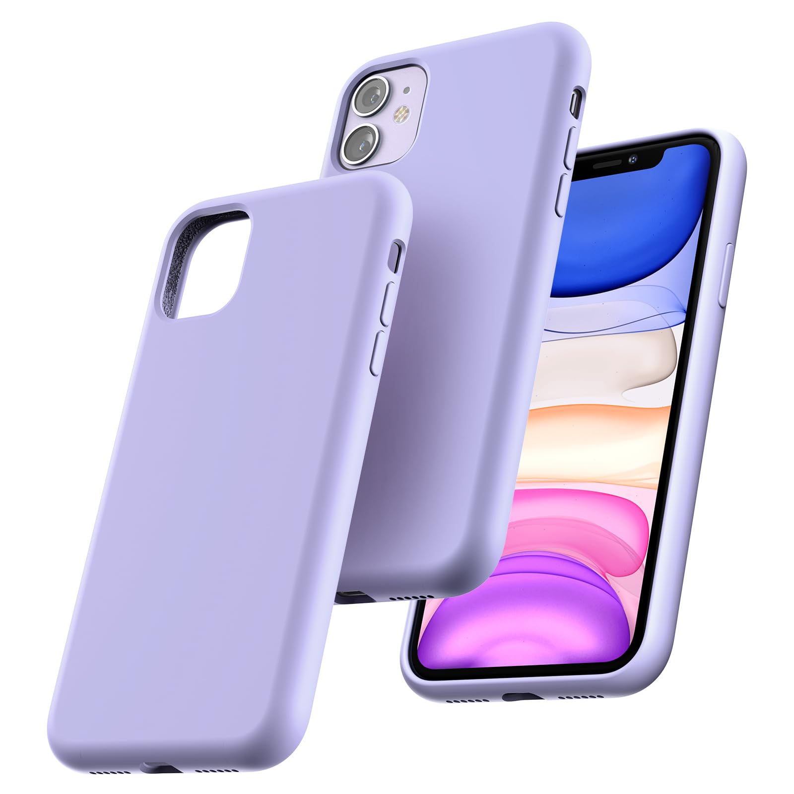 TOCOL Silicone for iPhone 11 Case 6.1-Inch, Liquid Silicone Multi-Color Slim Silky-Soft Touch Anti-Scratch Shockproof Protective Phone Cover, Purple