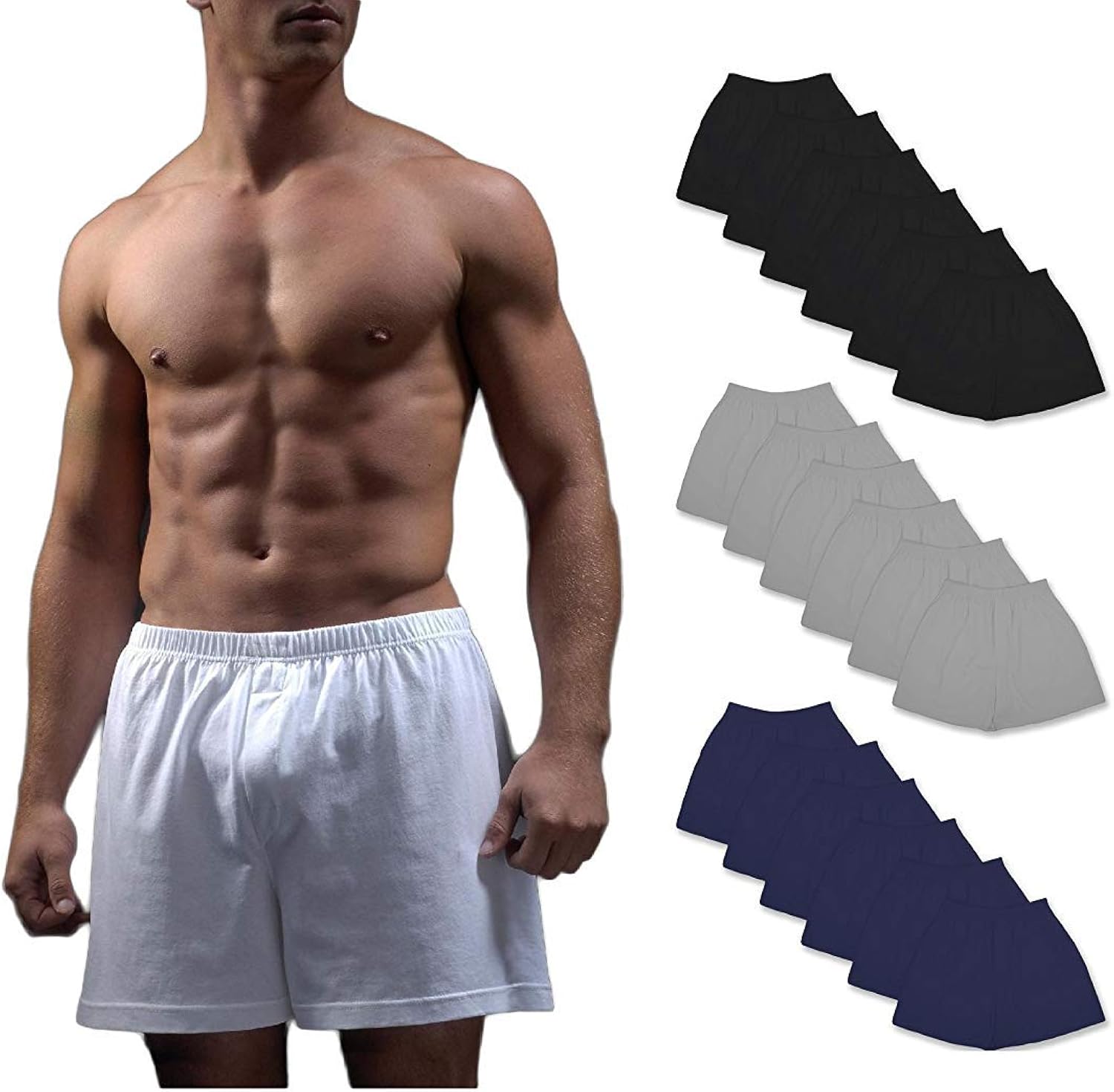 Classic Men's 12 Pack Classics Full Cut Cotton Boxer Shorts (Medium 32