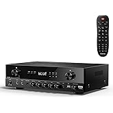 Donner Stereo Audio Amplifier, 600W Peak 2 Channel Receiver with Bluetooth 5.3, Phono, Optical, Coaxial, USB, FM, 2 Mic-in, A