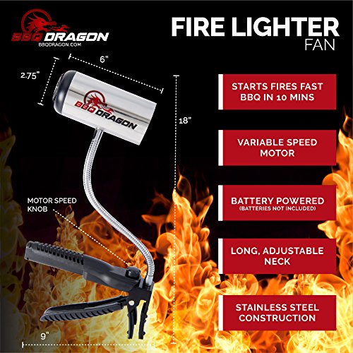 BBQ Dragon Charcoal Starter and Grill Lighter Fan Bundle Chimney of