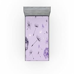 Ambesonne Dandelion Fitted Sheet, Purple Maroon