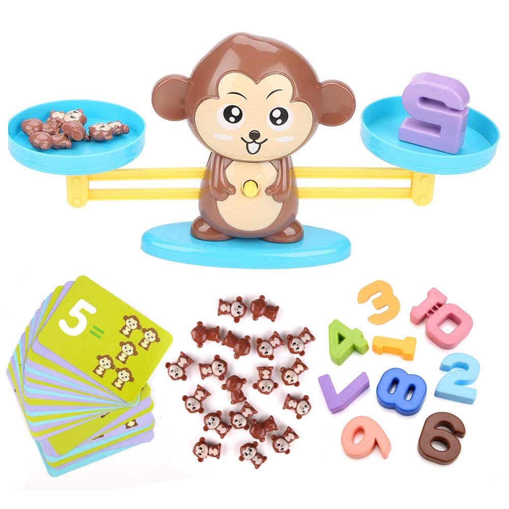 EUYUAN Monkey Balance Math Toys, 65PCS Monkey Balance Math Cards Number Blocks Educational Toys for Early Math Learning