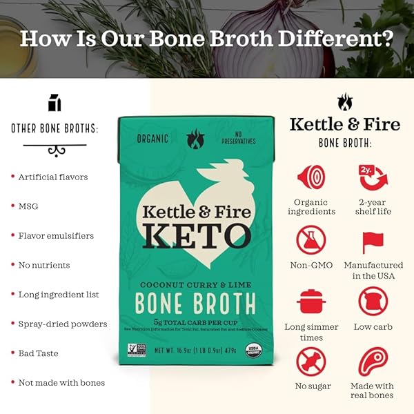 KETTLE & FIRE COCONUT CURRY CHICKEN BONE BROTH, 16.9 OZ, PACKAGING MAY VARY