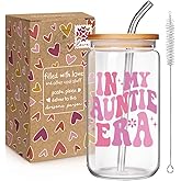 Qubereeree In My Auntie Era Glass Cup Gifts, Christmas Day Gifts for Auntie from Niece - Mother’s Day Birthday Presents Gifts for Best Aunt, Aunties Gift Ideas, Promoted To Aunt, New Aunts