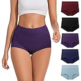 ALLBASE 5 Pack Womens Cotton High Waisted Full Coverage Underwear(Regular & Plus Size)