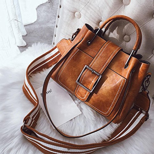 Pocciol Hadbags, Women's Generous Retro Leather Shoulder Bags With Corssbody Handbag (Brown) - Thumbnail 4