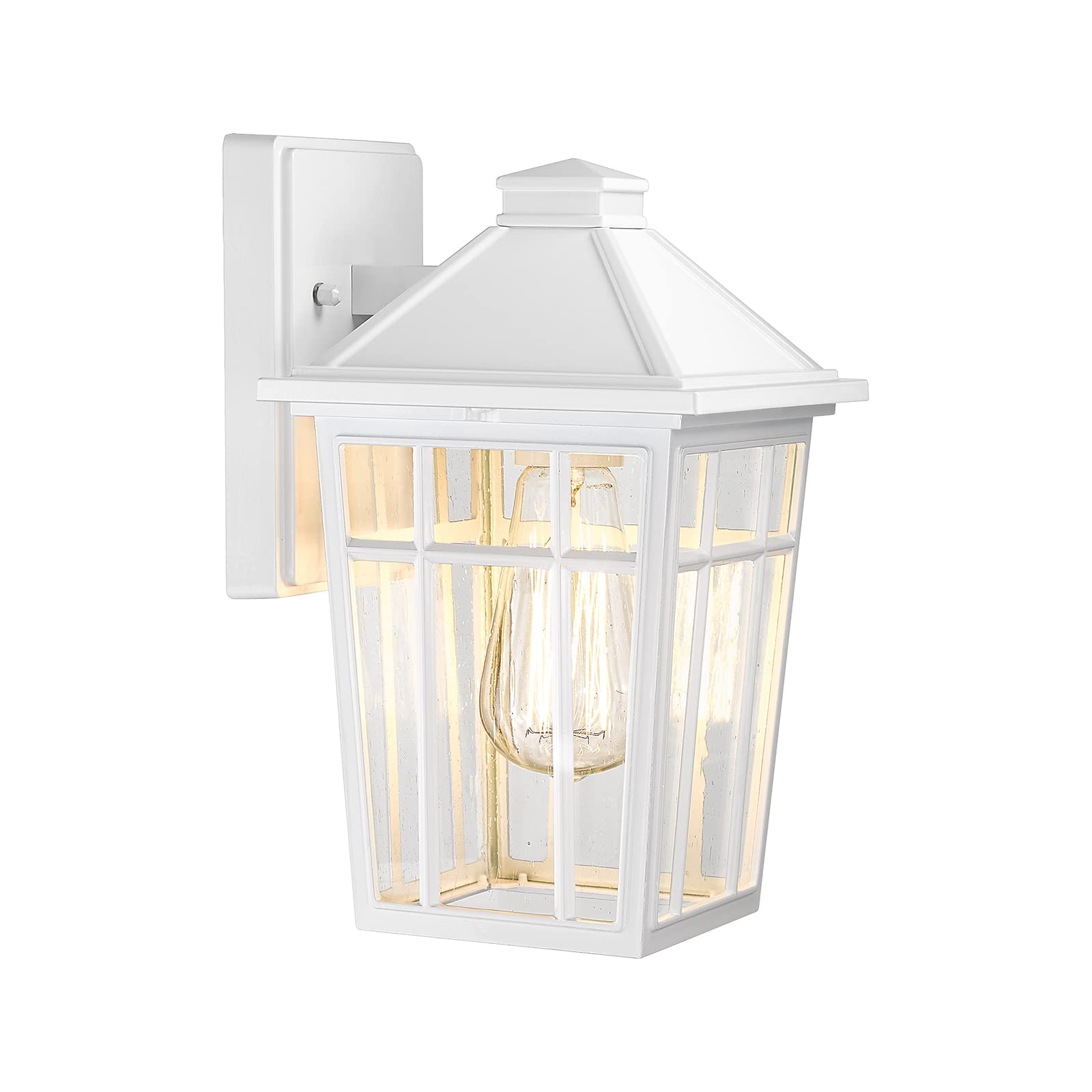 Photo 1 of Darkaway Outdoor Sconce Lights Wall Light Fixtures, Front Porch Light Outdoor Wall Anti-Rust Waterproof Aluminum with Glass Exterior Light Fixture for Patio, Yard, Doorway, Garage(1 Pack, White)