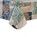 Elrene Home Fashions Vinyl Tablecloth with Polyester Flannel Backing Paisley Scroll Easy Care Spillproof, 60 in x 120 in, Taupe Blue Green