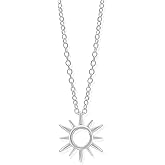 Boma Jewelry Sterling Silver Sunburst Sun Open Circle Necklace, 18 Inches
