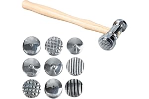 ARTESIA TOOL BENCH WIZARD 10" (25.4 cm) Texturing Hammer | 9 Interchangeable Design Heads | Solid Wood Handle | Includes 4" x 4" (10.16 cm x 10.16 cm) Polishing Pad | Versatile Metal Crafting Tool