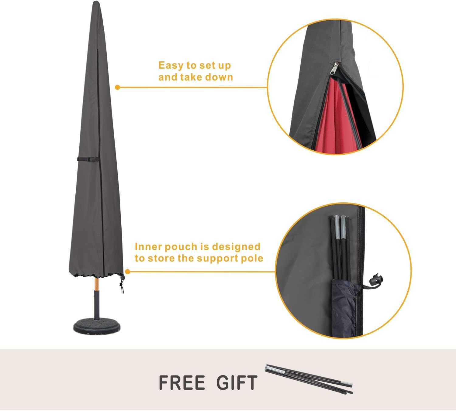 ULTCOVER Patio Umbrella Cover - 600D Waterproof Outdoor Market Umbrella Cover - Fits Market Umbrella Up to 12 Feet, Black : Garden & Outdoor