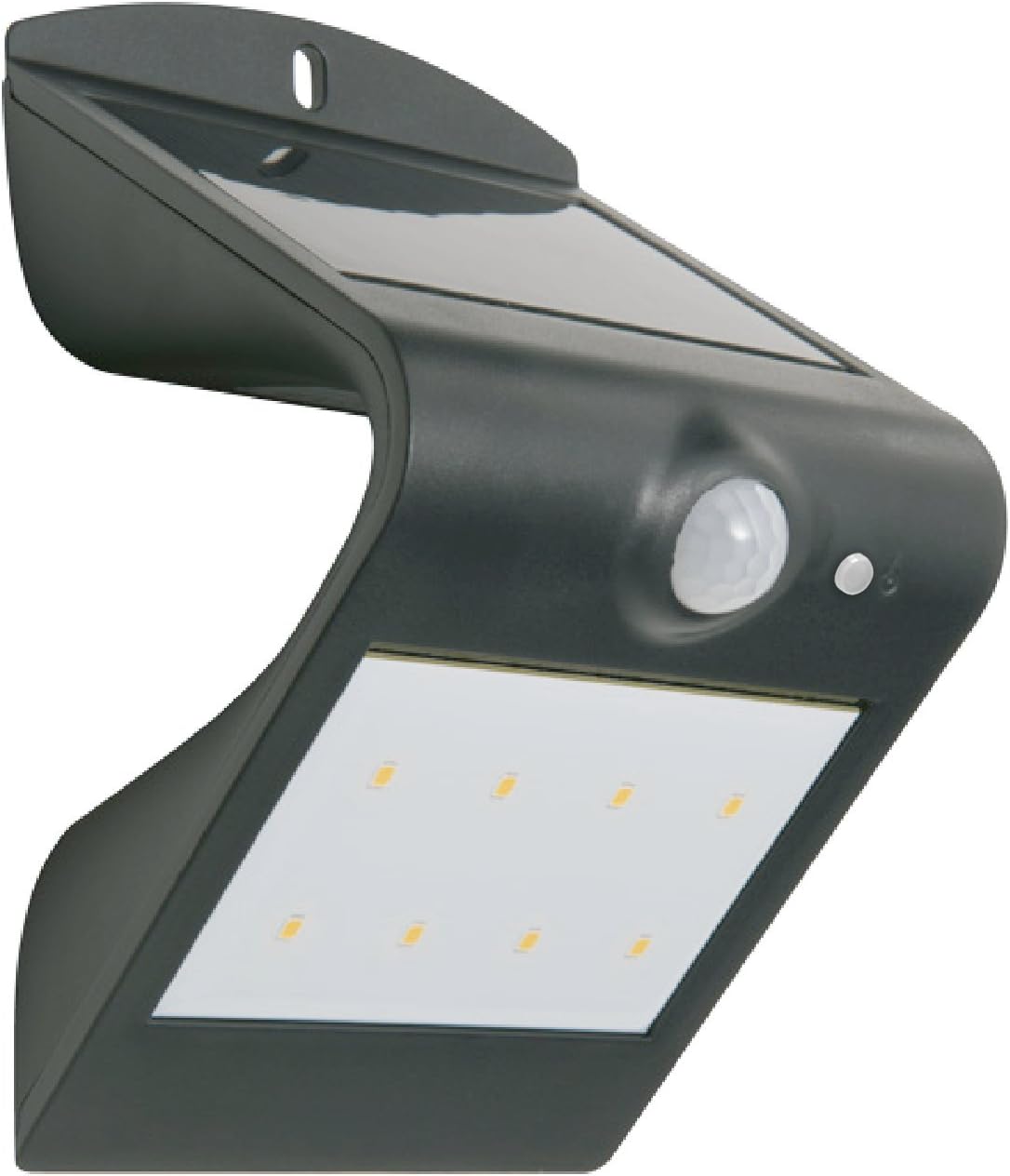 Luceco Solar Guardian Angled Wall Light Outdoor, with PIR Motion Sensor, 1.5 Watts, Black