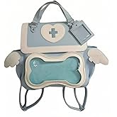 Vobomo Cute Puppy Bone Ita Bag Y2k Aesthetic Cute Backpack Waterproof PU Leather Backpack Cross and Angel Wings Ita Bag (Llight blue)
