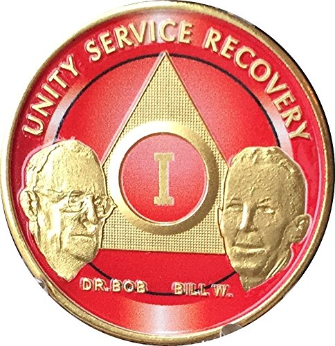 Red & Gold 1 Year Custom Founders AA Medallion Chip