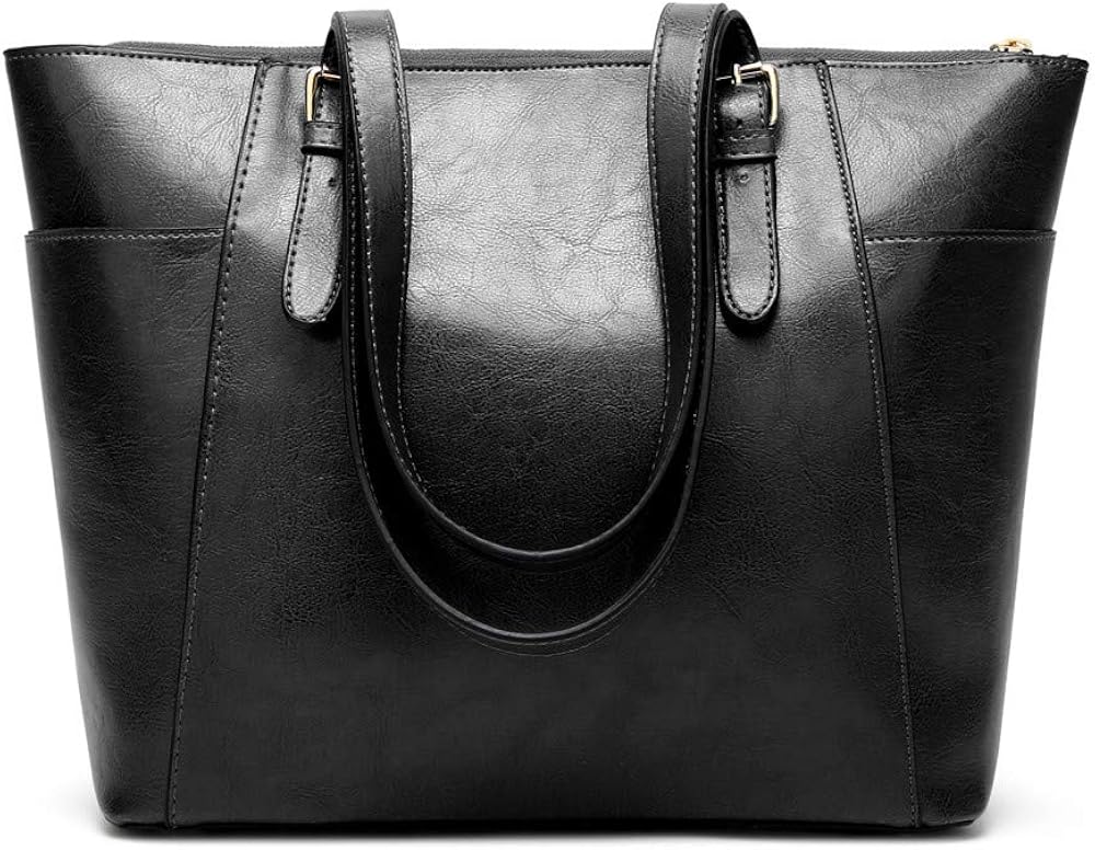 AlwaySky Women's Classic-chic Tote Bag Satchel, Black, Size 1 - Image 4
