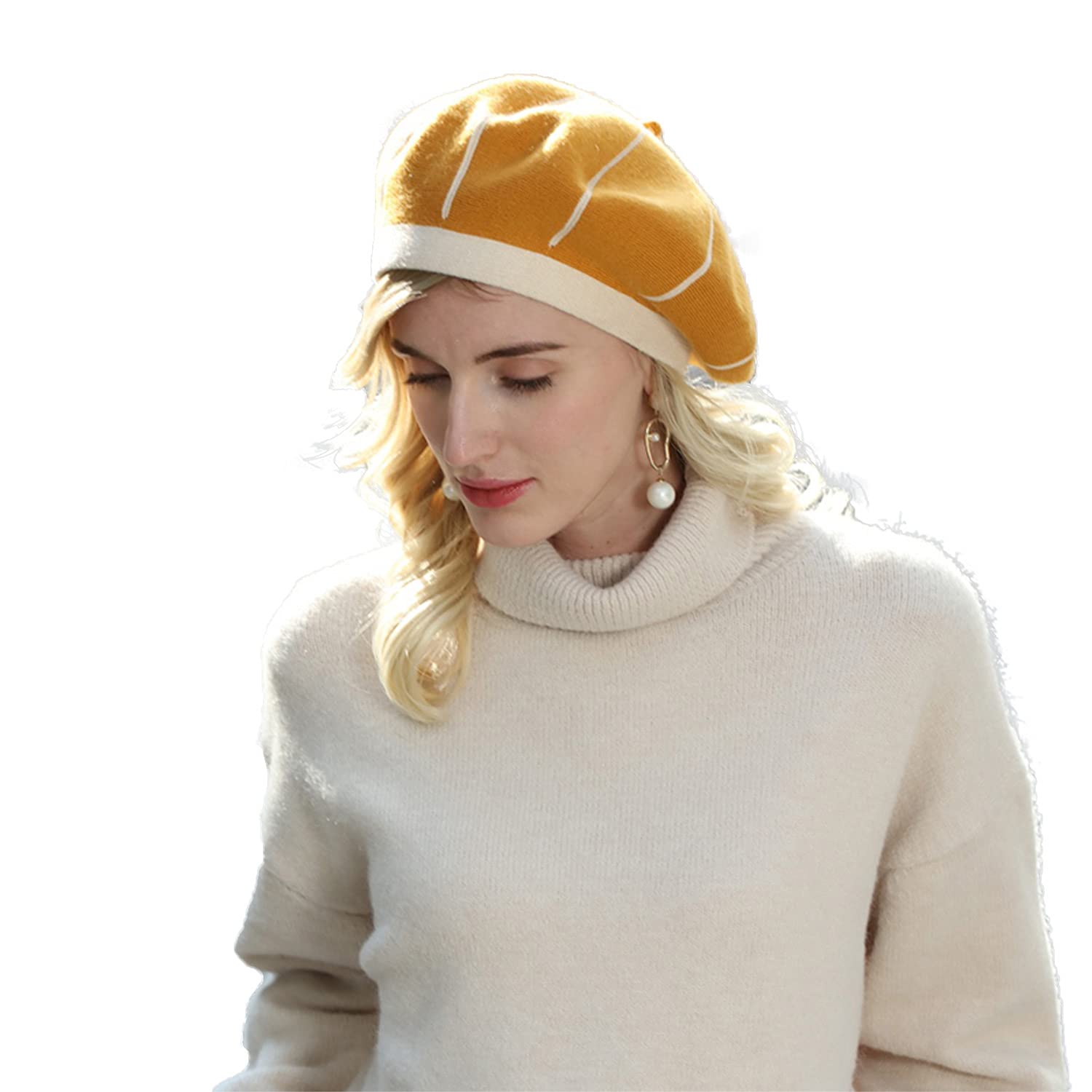 2196 Womens French Retro Beret Hat Knitted Thickened Warm Cap Classic Beanie French Beret Hats for Women Knit Artist Hats Classic Solid  main image 2