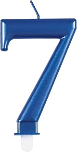 Unique Dazzling Metallic Blue Number 7 Birthday Candle 1 Pc