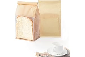 Roppolo 50 Pcs 5.1 Inch Bread Bags with Tin Tie, Small Loaf Bags Made Of Brown Cotton Paper, Storage Packing Bag with Clear W