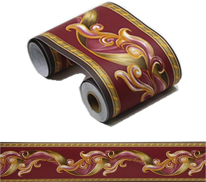 Elegant Peel Stick Red Floral Wallpaper Border Self