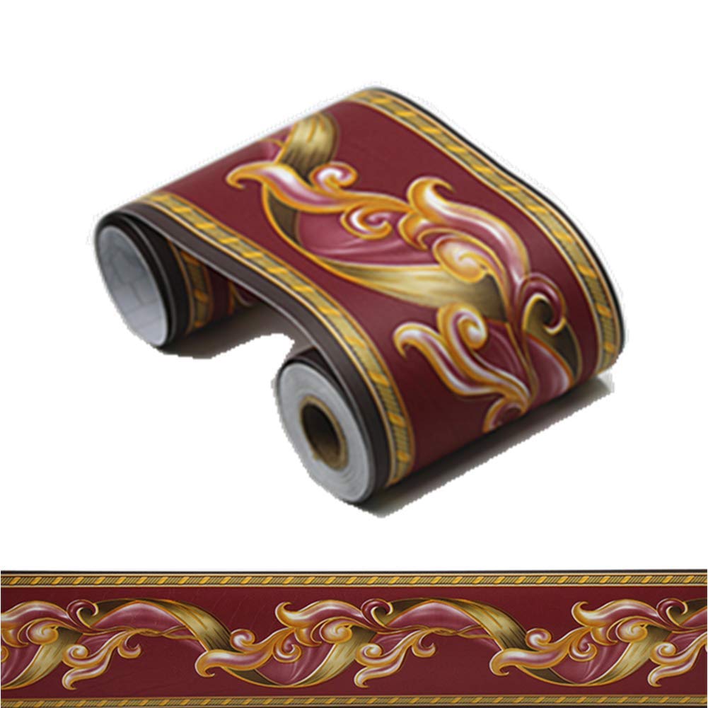 WDragon Vintage Floral Wallpaper Border Peel Stick Molding Border Wall Sticker Decal for Home Decor Bathroom Kitchen,4 inch by 32.8 feet (Floral1)