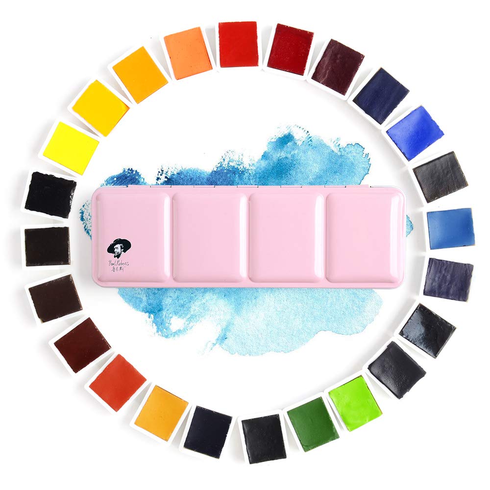 Paul Rubens Watercolour Paint Set, 24 Colours Professional Artist Grade Watercolor Paint., Lightweight and Portable Solid Paint,High Lightfastness and Transparency