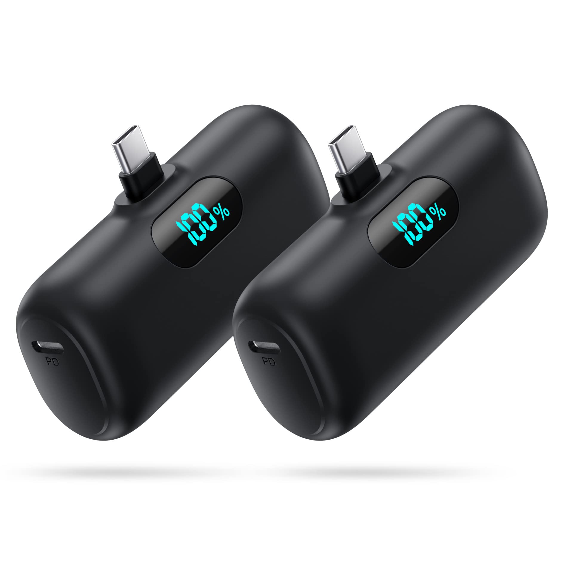 Photo 1 of [2-Pack] Mini Portable Charger 5000mAh Power Bank,3A PD USB C Cell Phone Portable Power, LCD Display Battery Pack Compatible with iPhone 16/15/15 plus/15 pro/15 pro Max/Android/Samsung/Moto/LG etc