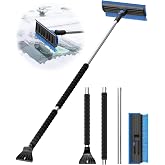 helloleiboo 55.7" Snow Brush and Ice Scrapers for Car Windshield, Blue | Extra Long, Multi-Functional Detachable, Foam Grip, 270&deg; Pivoting Brush Head, For SUV Truck Auto