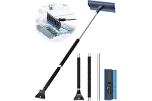 Helloleiboo 2025 Extra Long 55.7" Ice Scrapers for Car Windshield 3 in 1 Detachable Car Ice Scraper with Foam Grip and 270° P