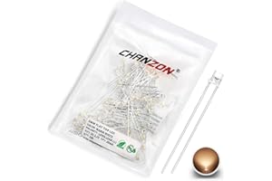 CHANZON 100 pcs 3mm Warm White LED Diode Lights (Clear Flat Transparent DC 3V 20mA) Bright Lighting Bulb Lamps Electronics Components Indicator Light Emitting Diodes