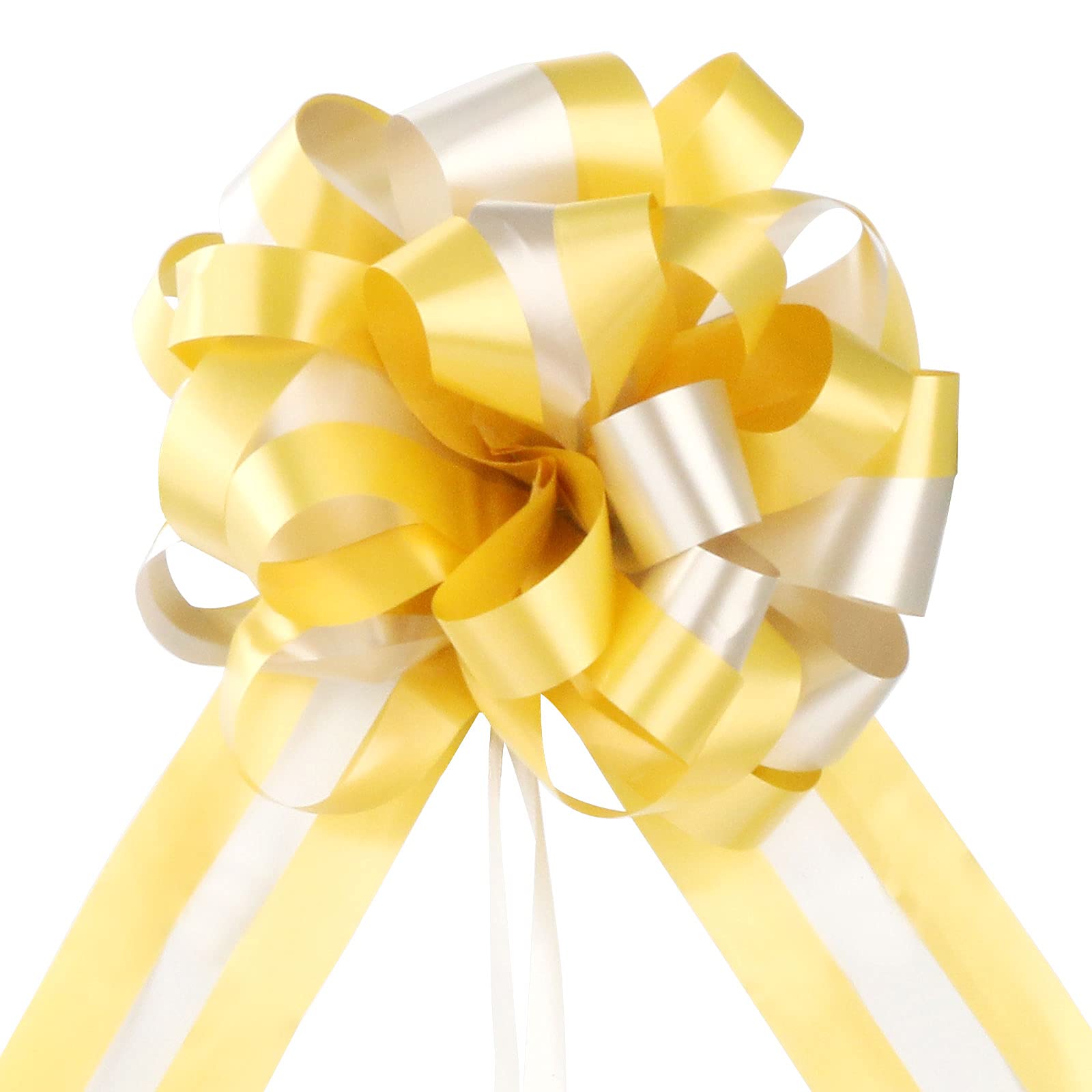 EDATOFLY 10 Pcs Pull Bows for Gift Wrapping, Large Bows for Presents, Florist, Wedding, Christmas Party, Car Baskets, Bouquets (Golden)